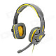 SADES SA-708 Stylish Headphones Headset w/ Microphone - Grey + Yellow (3.5mm Plug / 2.15m)