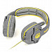 SADES SA-708 Stylish Headphones Headset w/ Microphone - Grey + Yellow (3.5mm Plug / 2.15m)