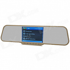 E300 2.7" TFT LCD 5.0MP CMOS Wide Angle Rearview Mirror / DVR Camera w/ G-Sensor / TF - Khaki