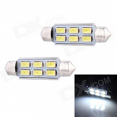 Festoon 42mm 3W 240lm 6 x SMD 5630 LED White Light Decoding Car Reading Lamp Dome Bulb (12V / 2 PCS)