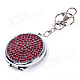 Portable Shining Rhinestone Stainless Steel Spring Lid Ashtray w/ Keyring - Silver + Red