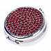 Portable Shining Rhinestone Stainless Steel Spring Lid Ashtray w/ Keyring - Silver + Red