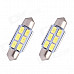 Festoon 36mm 3W 240lm 6 x SMD 5630 LED White Light Decoding Car Reading Lamp Dome Bulb (12V / 2 PCS)