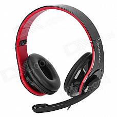 OVLENG Q8 USB 2.0 Headband Stereo Headphone w/ Microphone for Computers - Black + Red