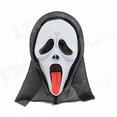 Cool Screaming Mask w/ Tongue - White + Black + Red