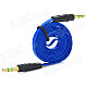 YB-35 3.5mm Jack Male to Male Shielded Flat Audio Cable - Blue + Black (102cm)