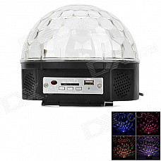 ZnDiy-BRY Sound Control 18W RGB LED Crystal Magic Ball Light - Black + White (EU Plug)