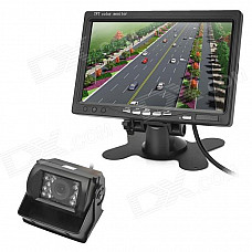 7" TFT CMOS Wide Angle Truck Rearview Camera Monitor w/ Night Vision - Black