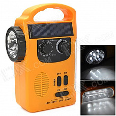 TEKNIKA RD-339 Solar Power / Hand Crank Emergency Camp Light w/ Flashlight / Radio - Orange + Black