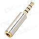 3.5mm Male to 3.5mm Female Stainless Steel Earphone Audio Adapter - Silver + Golden