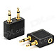 3.5mm Double Male to 3.5mm Female stereo Plug Adapter - Black + Golden (2 PCS)
