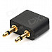 3.5mm Double Male to 3.5mm Female stereo Plug Adapter - Black + Golden (2 PCS)