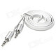 3.5mm Male to Male Aux Car Audio Flat Cable - White + Silver