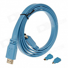 3-in-1 HDMI Male to Male Cable + HDMI Female to Micro HDMI / Mini HDMI Male Adapters - Blue (150cm)