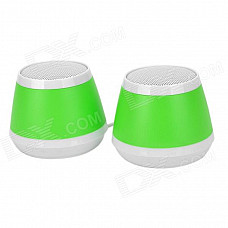 OJADE Mini USB 3W MP3 Music Dual-Speaker for Laptop Notebook - Green + White