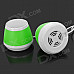 OJADE Mini USB 3W MP3 Music Dual-Speaker for Laptop Notebook - Green + White