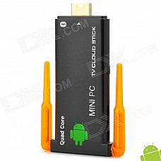 Dual-Antenna Quad-Core Android 4.2.2 Mini PC Google TV Player w/Bluetooth - Black+Transparent Orange