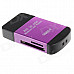 Compact All-in-One USB 2.0 SD / MMC / RS-MMC / Mini SD / TF / M2 Memory Card Reader - Purple + Black