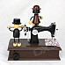 Cute Dolls Sewing Machine Style Music Box - Black + Brown