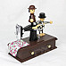 Cute Dolls Sewing Machine Style Music Box - Black + Brown