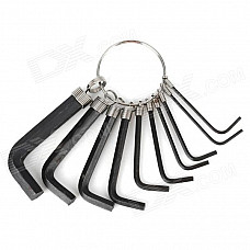 10-in-1 Hex Key Wrenches Set - Silver + Black