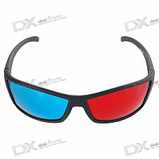 Re-useable Style Plastic Sanded Frame Resin Lens Anaglyphic Red + Blue 3D Glasses