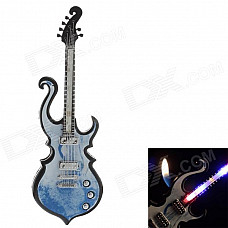 Fashionable Guitar Style LED Light Gasoline Lighter - Black + Blue (3 x LR626)