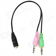 3.5mm Female to 2-3.5mm Male Audio / Video Cable for Laptop / Desktop - Black + Pink + Green (22cm)