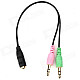 3.5mm Female to 2-3.5mm Male Audio / Video Cable for Laptop / Desktop - Black + Pink + Green (22cm)