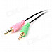 3.5mm Female to 2-3.5mm Male Audio / Video Cable for Laptop / Desktop - Black + Pink + Green (22cm)