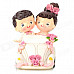 9694 Wedding Couple in the Car Style Resin Display Model Toy - White + Pink