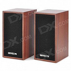 Senicc SN-465 Wooden Speaker for Laptops / Cellphone / MP3 / MP4 - Brown + Black