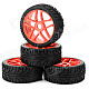 85R-803 Replacement Plastic + Rubber Wheel Tyer for 1/8 Off-road Vehicle - Black + Red (4 PCS)