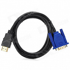 JJBY HDMI 1.4 Male to VGA Male Display Cable - Black + Blue