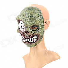 SS-01 Stylish Halloween's Makup Terrible PVC Facial Mask - White + Army Green + Brown