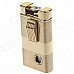 Stylish Windproof Aluminum Alloy Green Flame Butane Jet Lighter w/ Rhinestone - Golden