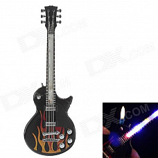 Fashionable LED Light Guitar Style Butane Lighter - Black