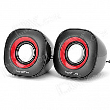 SENICC SN-458 Mini Desktop Digital Speaker - Black + Red + Silver (Pair)