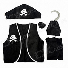 Non-Woven Fabric Children's Pirate Clothing for Halloween Costume Party - Black