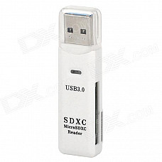 Mini Portable High Speed USB 3.0 to TF / Micro SDSlot Card Reader - White (128GB Max.)