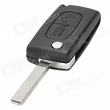 AML031386 Replacement 2-Button Folding Remote Control Key Case for Citroen / Peugeot - Black