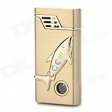 AOMAI AM-136 Rhinestone Fish Pattern Windproof Butane Gas Jet Lighter - Golden