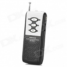 DEKKO DK-9921 Portable Mini Pocket FM Radio - Black + White + Silver (2 x AA)