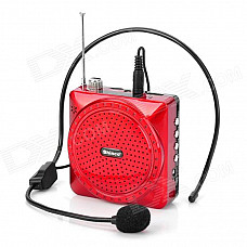 Shinco H-02 Portable Voice Amplifier Loudspeaker w/ FM Radio + TF Card Slot - Red + Black