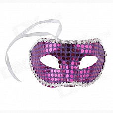 PDMF--JBMJ-1 Half-face Crew-cut Lace Painted Mask for Costume Party - Purple + Silver