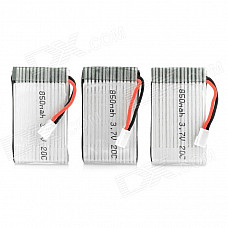Replacement 850mAh 3.7v 20c Batteries for R/C Model - White (3 PCS)