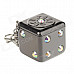 Keychain Portable Stainless Steel Shining Rhinestone Dice Style Rotary Top Ashtray - Grey