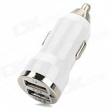 Dual USB Car Cigarette Lighter Power Charger - White (12~24V)