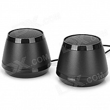 OJADE Mini USB 2.0 2-CH Speaker for Cellphone / MP3 / Laptop + More - Black (2 PCS)