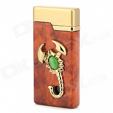 Stylish Scorpion Decorated Butane Refillable Windproof Lighter w/ LED Light - Brown + Golden